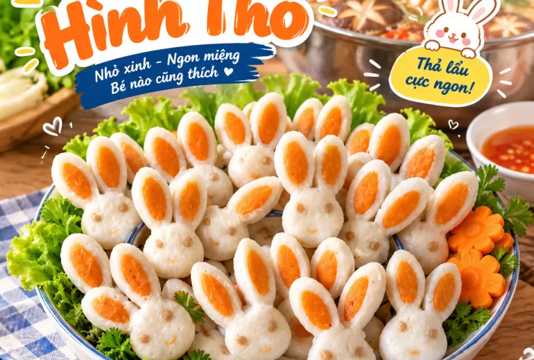 Viên Thả Lẩu Hình Con Thỏ Xinh Xắn – Topping Xiên Que & Lẩu 